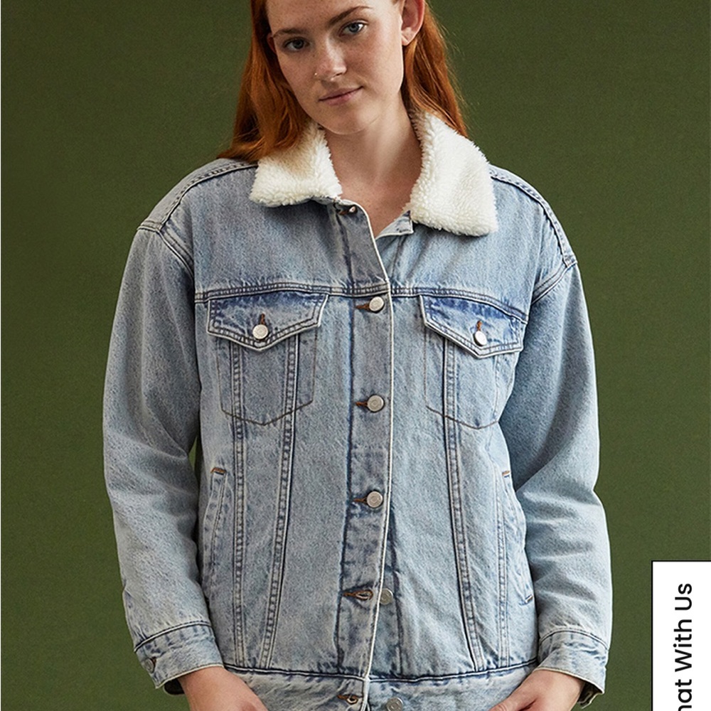 PACSUN | Sherpa Lined Denim Trucker Jacket | xs/s